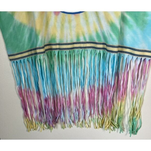 Mad Engine Unisex NWT Pride Tie Dye Peace Fringe Hem Tank TShirt Top Size XL - Picture 4 of 9